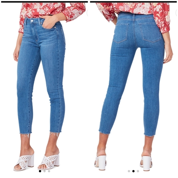 PAIGE Denim - Paige Hoxton Crop Distressed High Waist Jeans